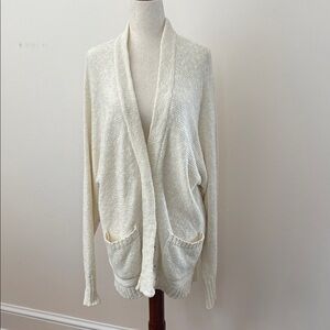Anthropologie Akini Cream Cotton Cardigan M Open Knit